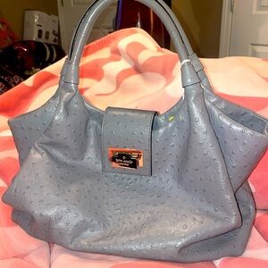 Kate Spade Ostrich grey leather shoulder bag